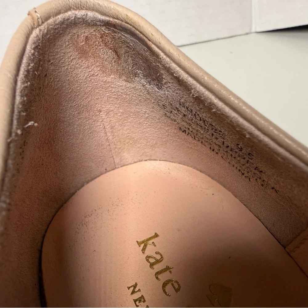 Kate Spade New York Phoebe Blush Pink Leather Ballet Flats Size 9.5M Preppy Chic